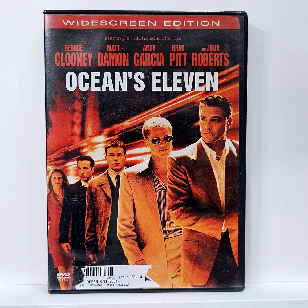 Warner Bros Ocean's Eleven DVD Widescreen‎ 2001 Heist Clooney Pitt Damon
